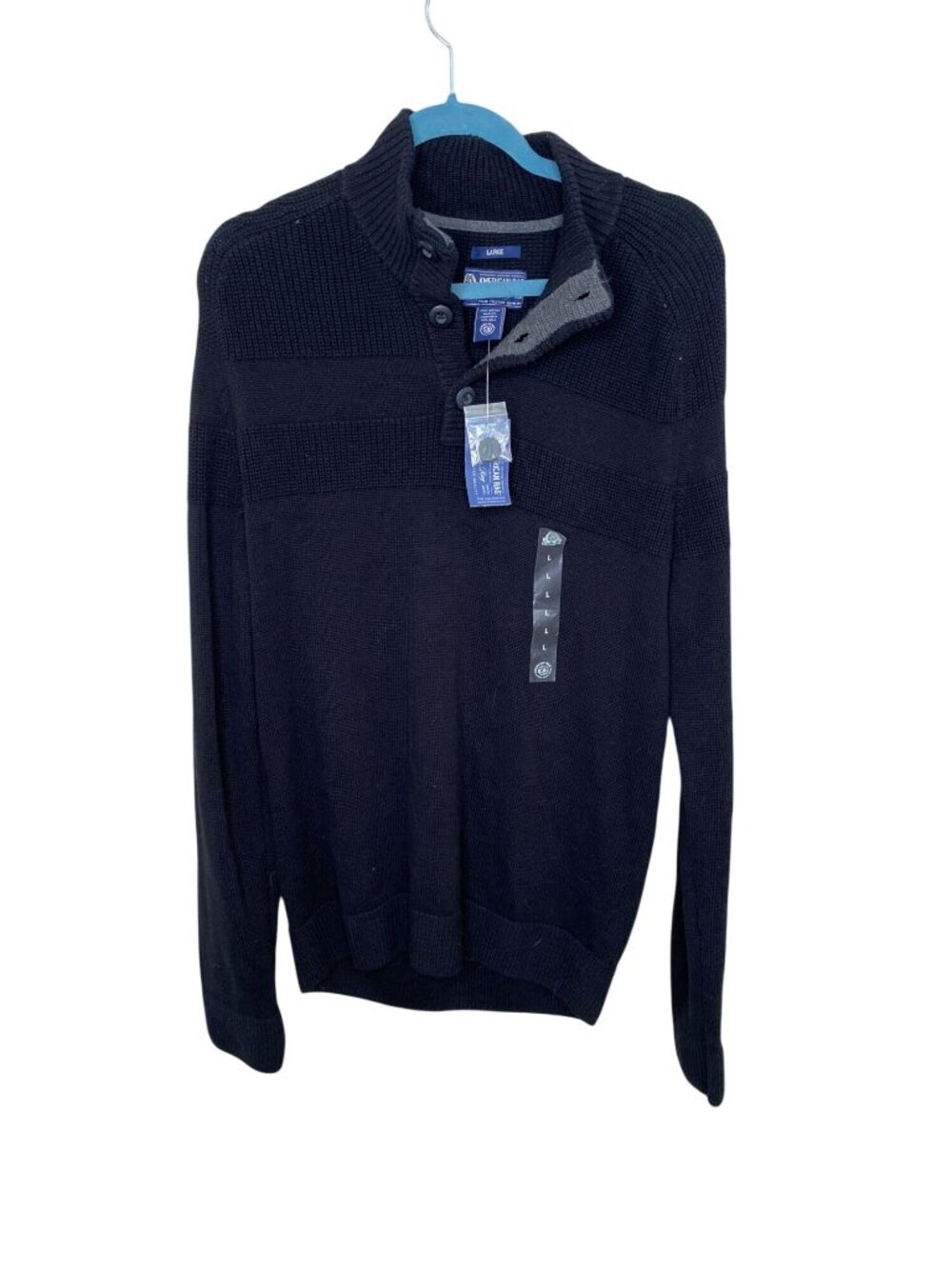 American Rag Mens Black Sweater Large Pullover 100% Cotton Long Sleeve NWT